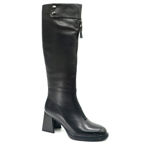 מגף גבוה רוכסן קדמי שחור