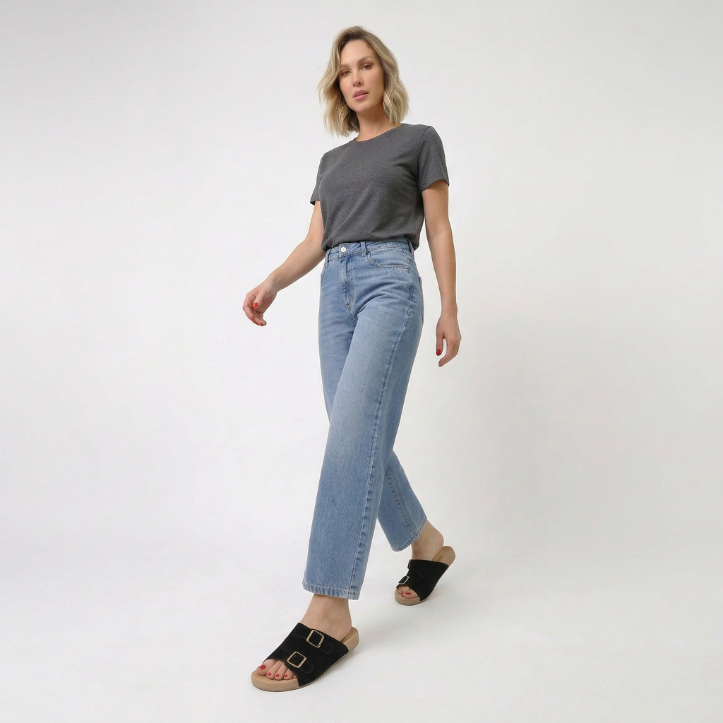 כפכף רצועה רחבה עם אבזמים