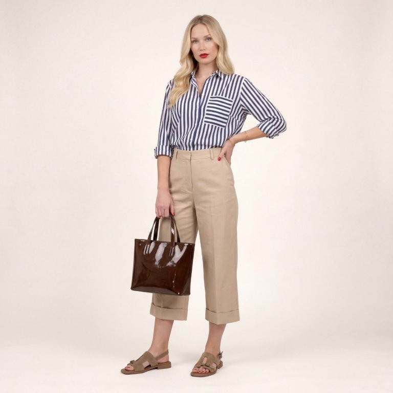 סנדל שטוח רצועת T במרכז