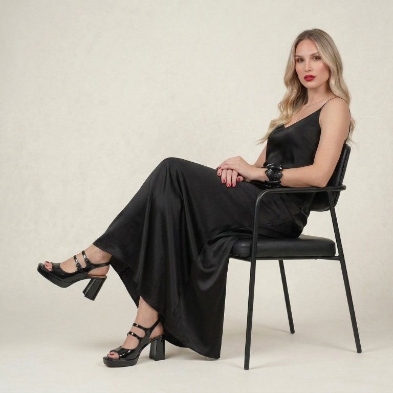 סנדל עקב בלוק רצועות ואבז