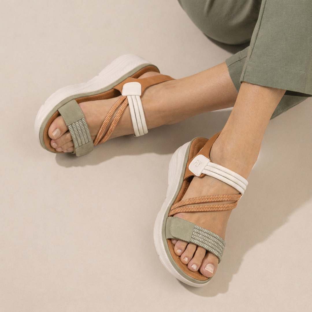 סנדל צבעוני סוליה מוגבהת